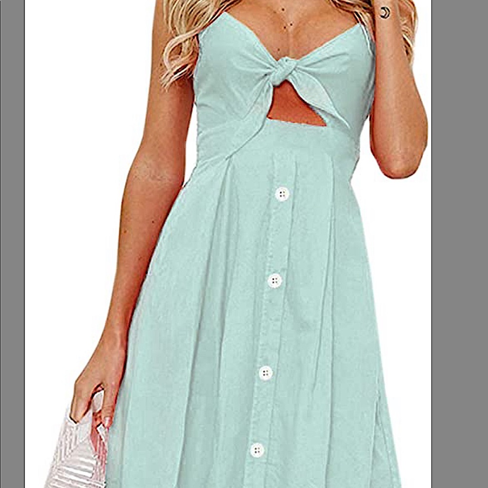 Spring/Summer blue green cut out fashion dress